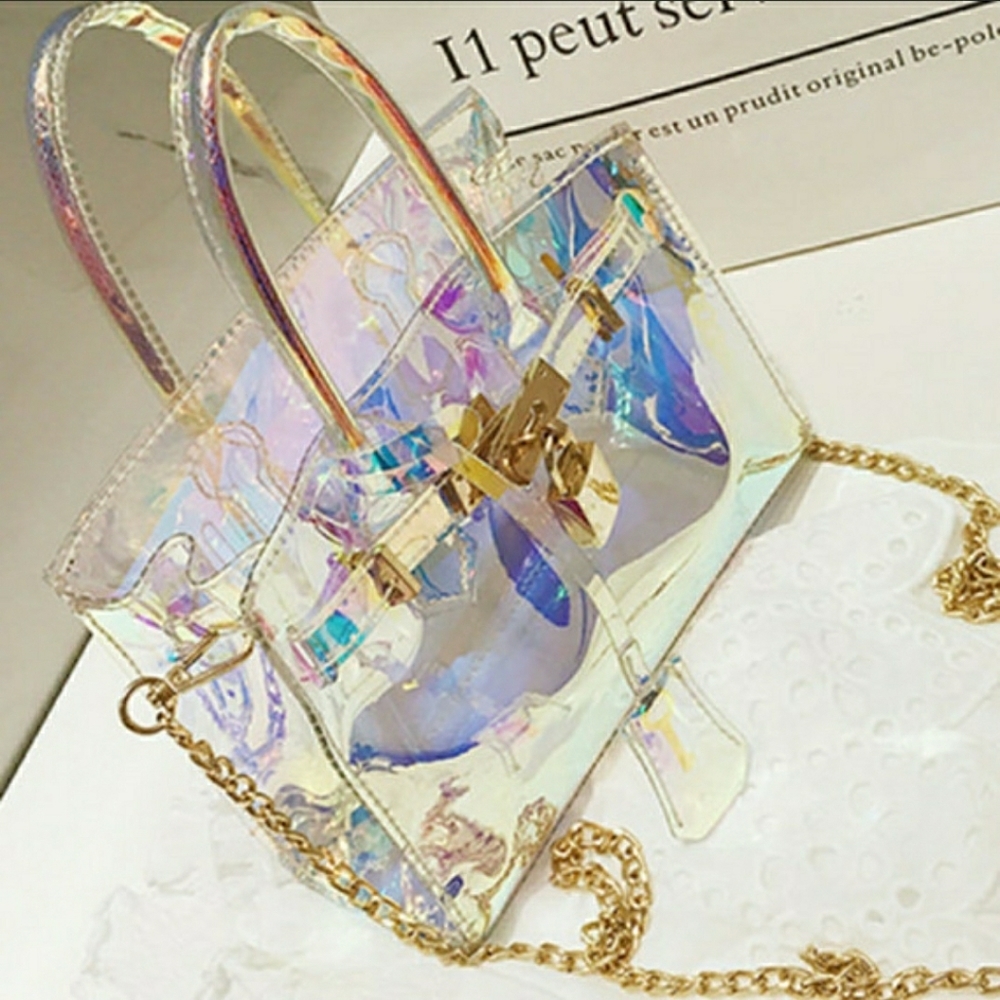 Baby Blue PU See-Through Crossbody Bag